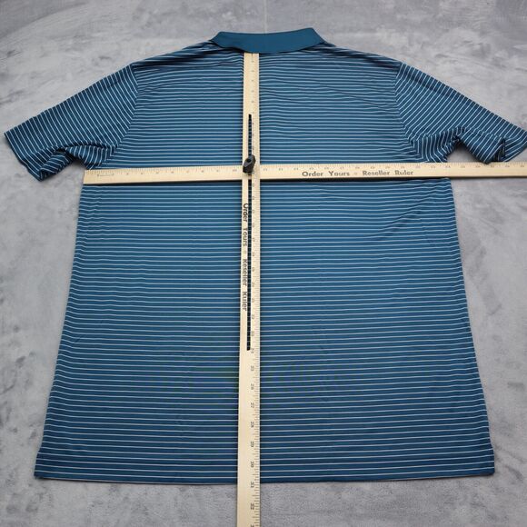 Nike Golf Polo Shirt Mens XL Blue Striped Stretch Lightweight Hike Fish - Picture 3 of 16